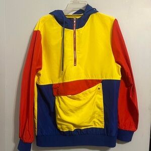 Forever 21 Jacket Hoodie Red Ylw Blue
Men Sz M RN94981 Front Pocket Quarter Zip